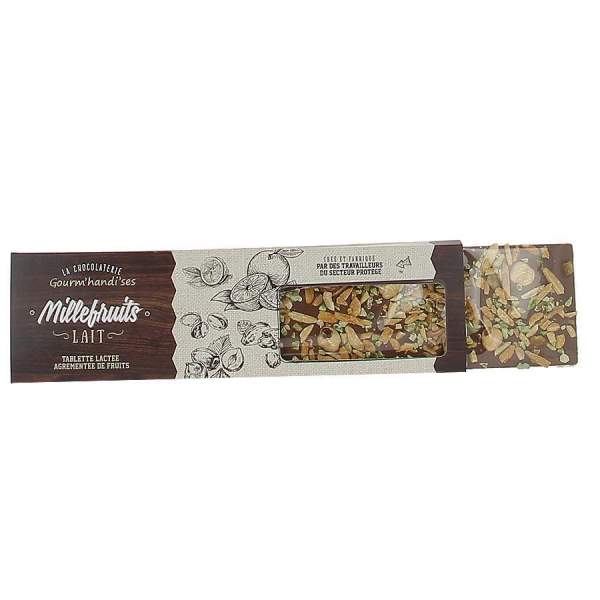 Tablette millefruits chocolat lait Gourm'handi'ses 140g