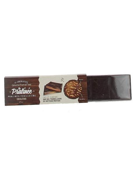 Tablette pralinée chocolat noir Gourm'handi'ses 100g
