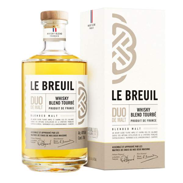 Whisky duo de malt tourbé - Breuil 40% 70cl