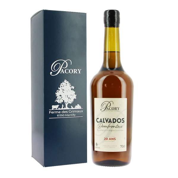 Bouteille de Calvados domfrontais Pacory 20 ans