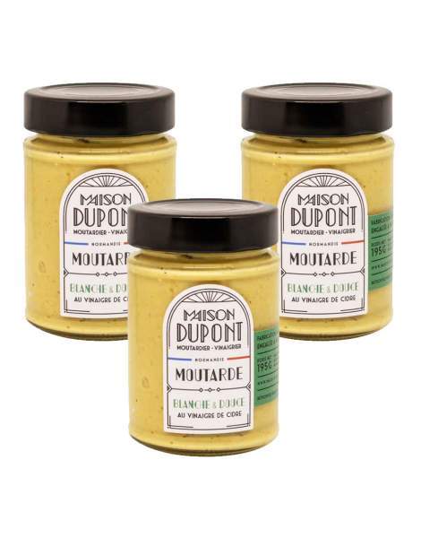 Lot de 3 Moutardes blanche et douce 3x195g