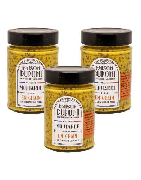 Lot de 3 Moutarde en grain 195g