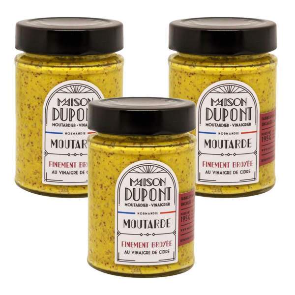 Lot de 3 Moutarde finement broyée 195g