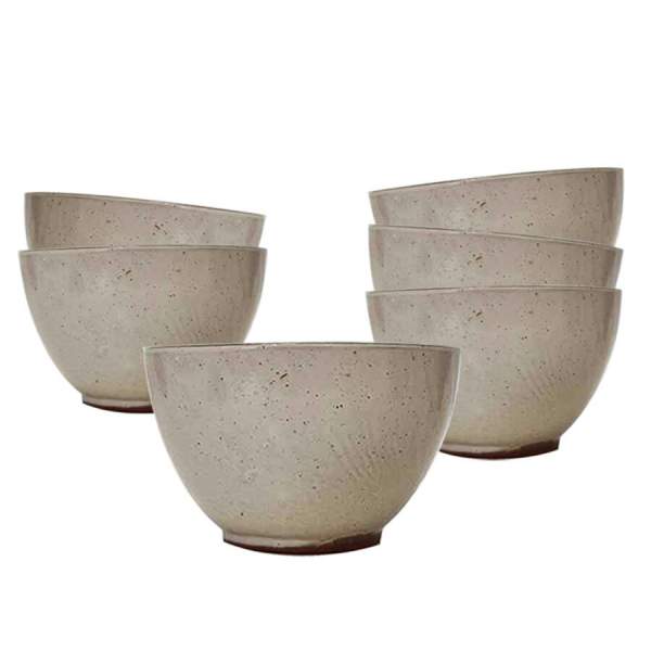 6 Bolées à cidre blanches en grès 20cl Poterie Turgis