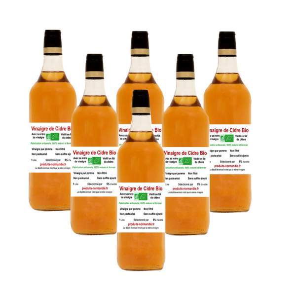 Vinaigre de cidre non pasteurisé sans sulfite 1L par 6