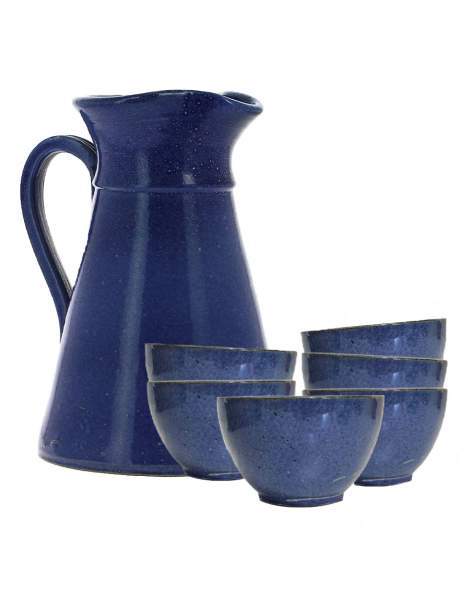 Service à cidre en grès bleu