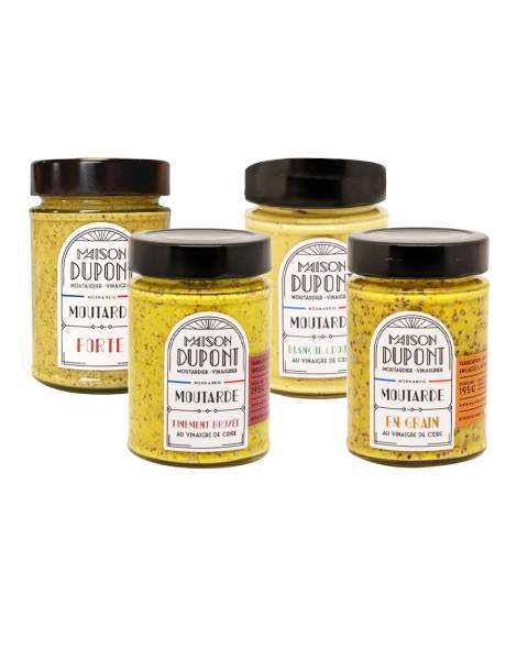 Lot de 4 moutardes Dupont 3x195g