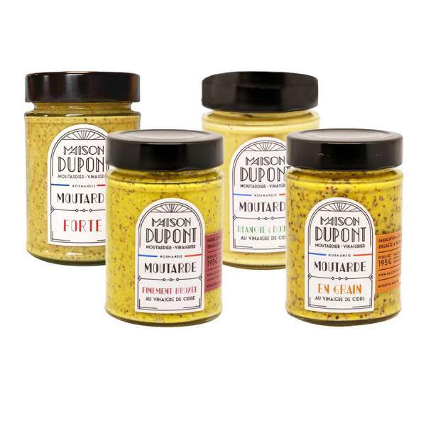 Lot de 4 moutardes Dupont 3x195g