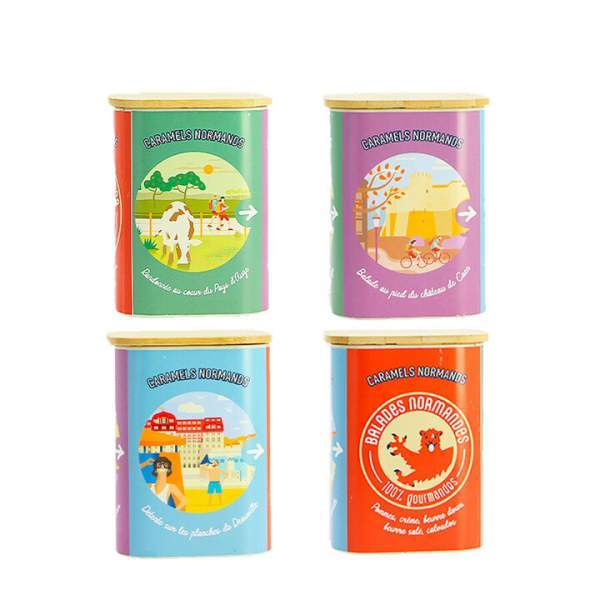 Caramels assortiments boites métals 4 faces Balades normandes 150g