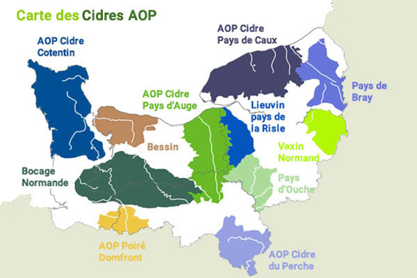 carte des cidres AOP normands